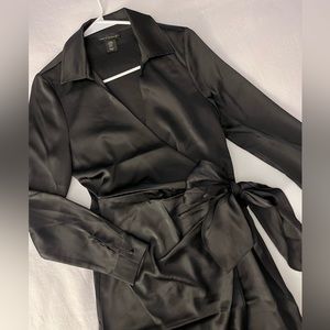 House of Harlow 1960 Black Satin mini dress